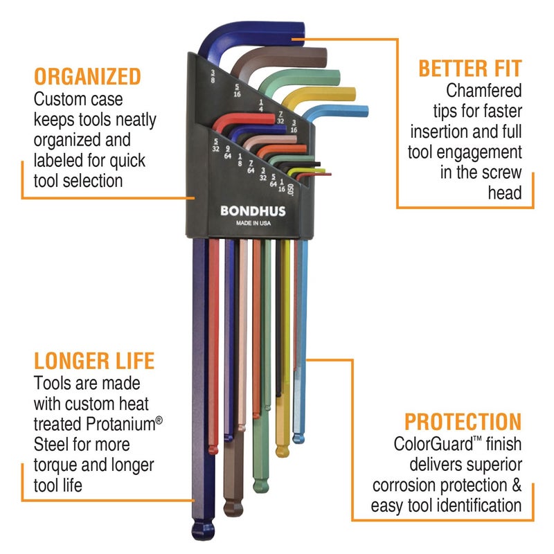 Bondhus 69600 Ball End DoublePK L-Wrench Set w/ColorGuard, 13 Piece - Image 2